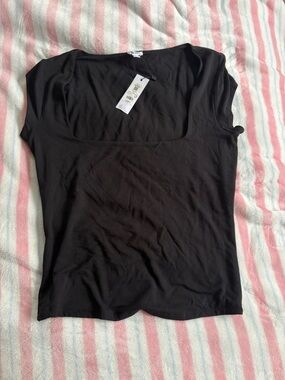 Garage Black Smooth Open Neck Tee